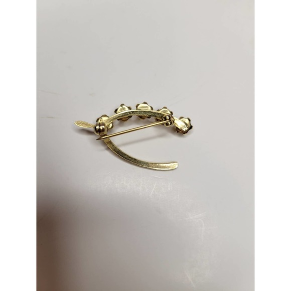 Vintage Gold Toned And Pearl Arched Brooch - Picture 8 of 8
